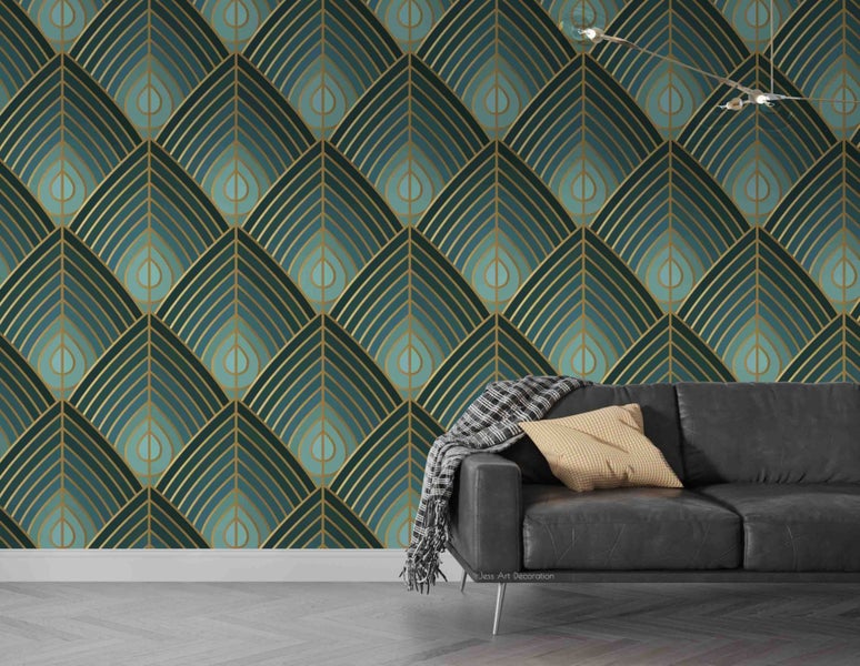 3D Abstract Geometric Leaf Pattern Wall Mural Wall Decor Peel & Stick Wallpaper Carousel 2