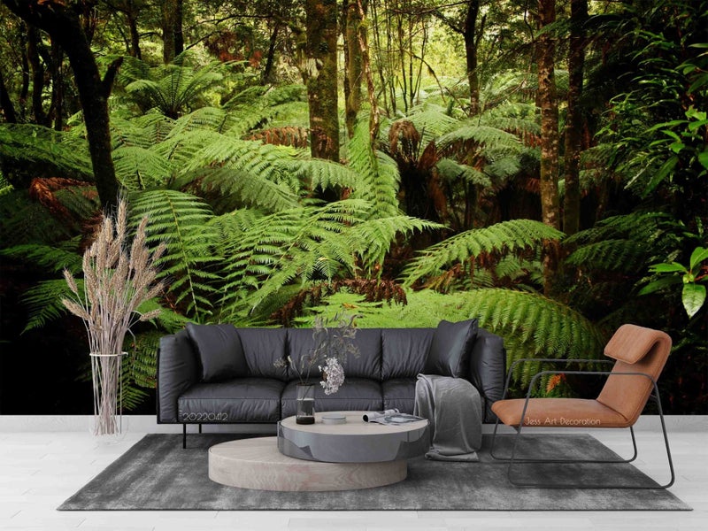 3D Landscape Jungle Green Leaves Wall Mural Wall Decor Peel & Stick Wallpaper Carousel 1