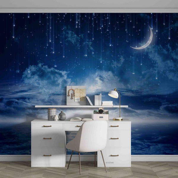 3D Abstract Sky Cloud Moon Star Wall Mural Wall Decor Peel & Stick Wallpaper Carousel 2
