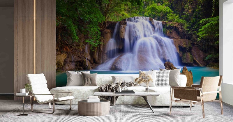 3D Mountain Waterfall Lake Green Wall Mural Wall Decor Peel & Stick Wallpaper Carousel 1