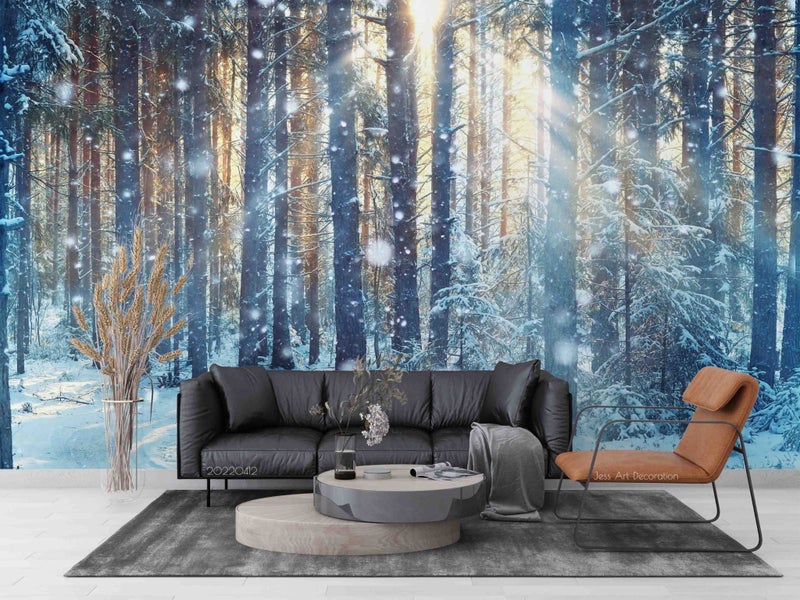 3D Forest Snow Sunshine Branch Wall Mural Wall Decor Peel & Stick Wallpaper Carousel 1