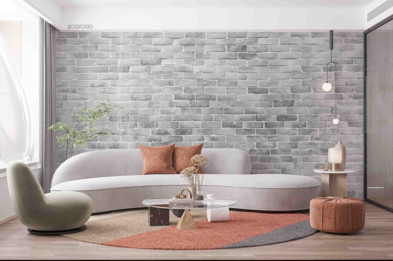3D Abstract Grey Brick Wall Mural Wall Decor Peel & Stick Wallpaper Carousel 1