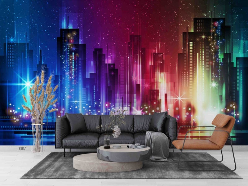 3D Color City Architecture Night Wall Mural Wall Decor Peel & Stick Wallpaper Carousel 2