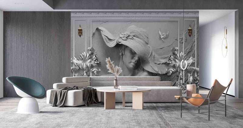 3D Female Sun Hat Floral Butterfly Wall Mural Wall Decor Peel & Stick Wallpaper Carousel 2