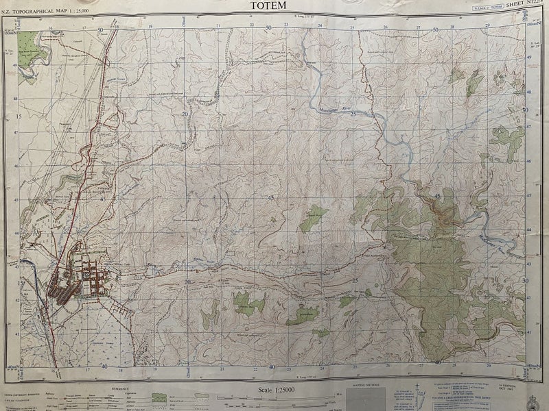 VINTAGE MAP: 'TOTEM' / Waiouru Military Camp 1965 1st edition Carousel 1