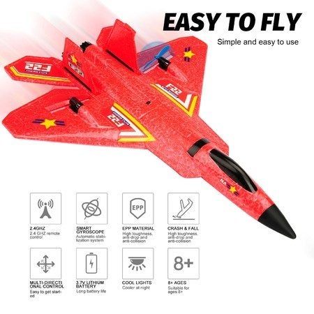 Remote Control Plane RTF F-22 Raptor,2.4Ghz 6-axis Gyro RC Airplane with Light S Carousel 1