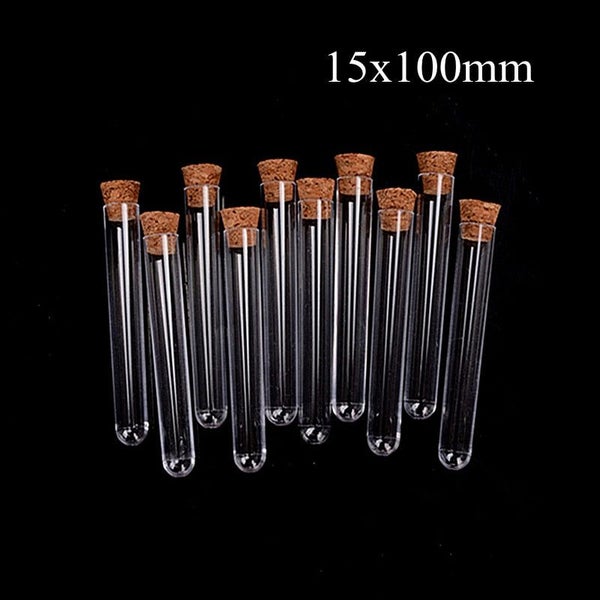 NZ Stock 10Pcs 15x100mm Plastic Test Tubes with Cork | Clear Tube Containers62931714275203113