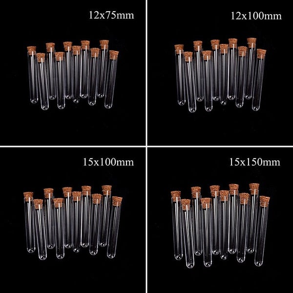 NZ Stock 10Pcs 15x100mm Plastic Test Tubes with Cork | Clear Tube Containers62931714275203111