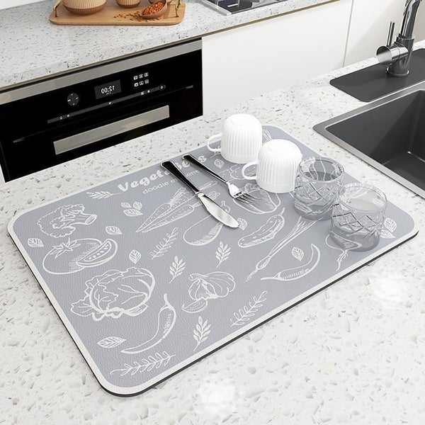 Kitchen Mat Silicone Super Absorbent Coffee Dish Mat Drying Large Carousel 7