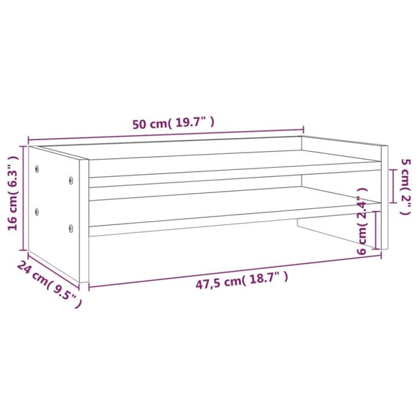 Monitor Stand White 50x24x16 cm Solid Wood Pine NOTKNP Carousel 2