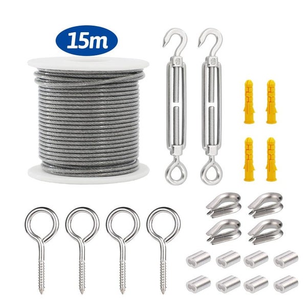 Wire Rope Cable Hooks Hanging Kit Flexible PVC Coated Stainless Steel Carousel 1