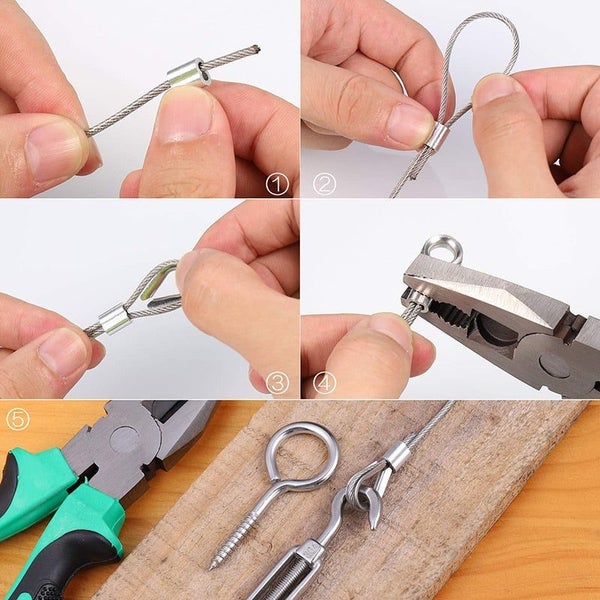 Wire Rope Cable Hooks Hanging Kit Flexible PVC Coated Stainless Steel Carousel 2