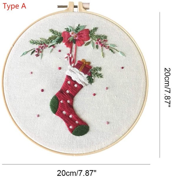 Christmas Wreath Cross Stitch Kit Gift for Beginner Christmas Embroidery Kits Carousel 13