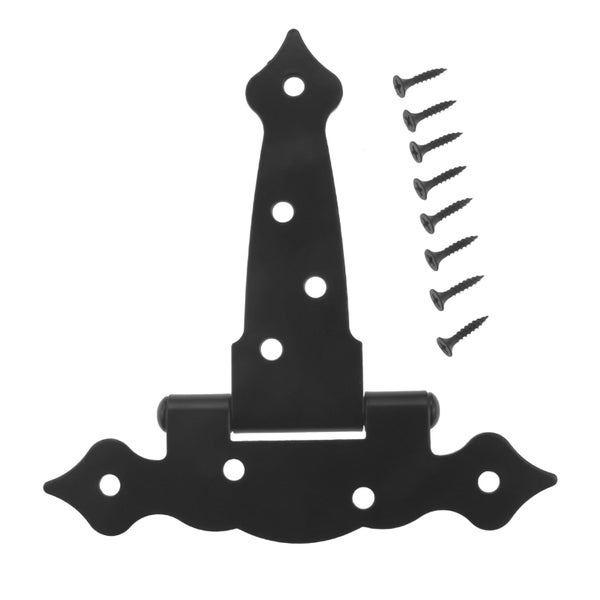 Black Iron T Shape Rustproof Duty Shed Hinge Strap Barns Playhouse Shed Deck Carousel 1