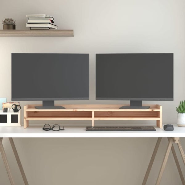 Monitor Stand 100x24x16 Cm Solid Wood Pine Notknk Carousel 1
