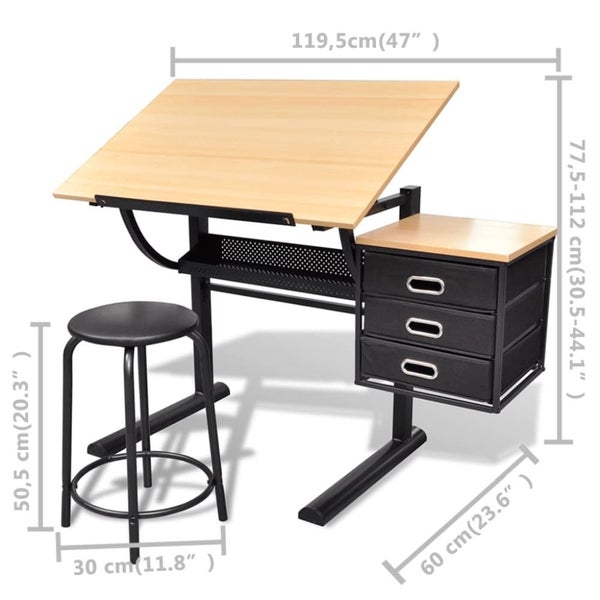 Three Drawers Drawing Table with Stool Xbbnn Carousel 2
