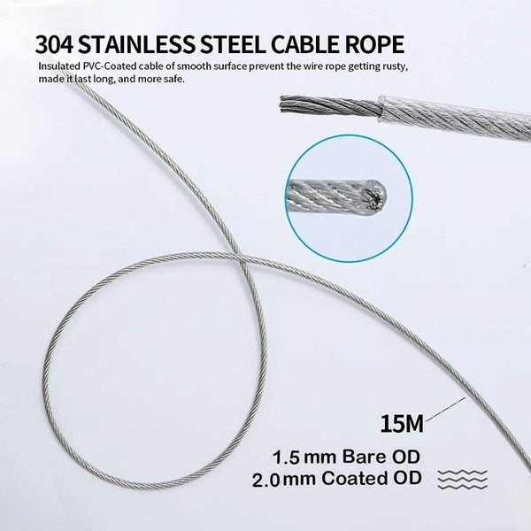 56pcs Garden Wire Picture Wire Rope & Cable Railing Kits (30m Rope) Carousel 2