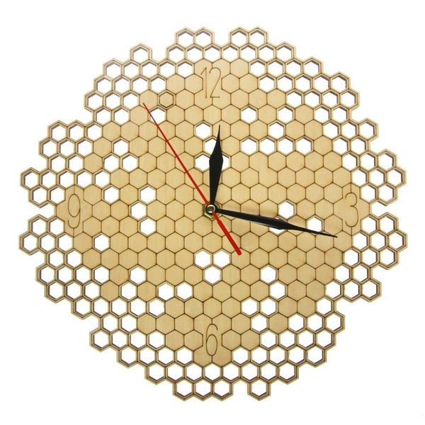 Precision-cutting Decorative Plywood Honeycomb Wall Clock Carousel 1