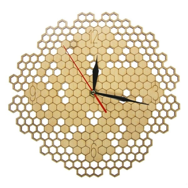 Precision-cutting Decorative Plywood Honeycomb Wall Clock Carousel 2