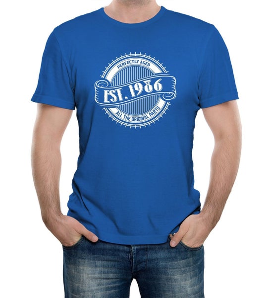 Reality Glitch EST. 1986 Birthday Celebration Mens T-Shirt Carousel 1