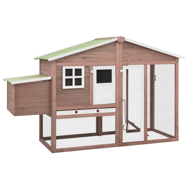 Chicken Coop with Nest Box Mocha and White Solid Fir Wood Oibnll Carousel 1