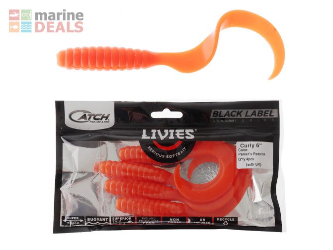 Catch Black Label Livies Curly Tail Soft Bait 6in… Carousel 1