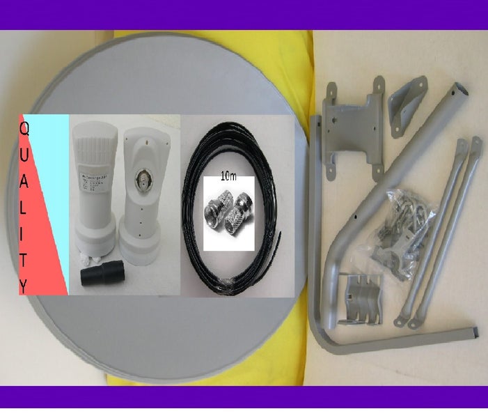 Satellite Dish Freeview KU 66cm LNB LNBF 10.75gHz 10m Coaxial Wall Mount 1x Kit Carousel 1
