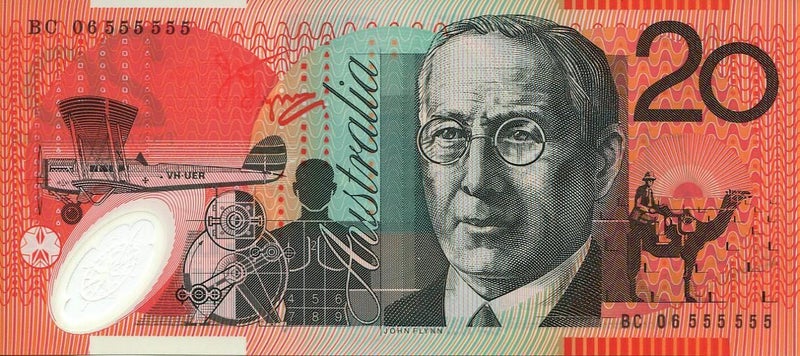 Australia - 2006 - $20 BC06 555555 Polymer Macfarlane / Henry - Solid Serial Carousel 1