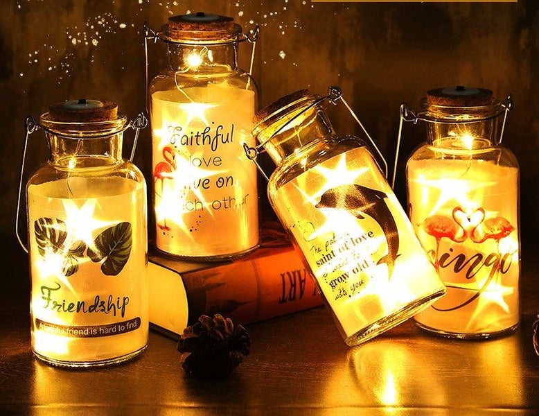 NEW String LED Light Wishing Bottle Firefly Jar String Lights with Hanger Carousel 1