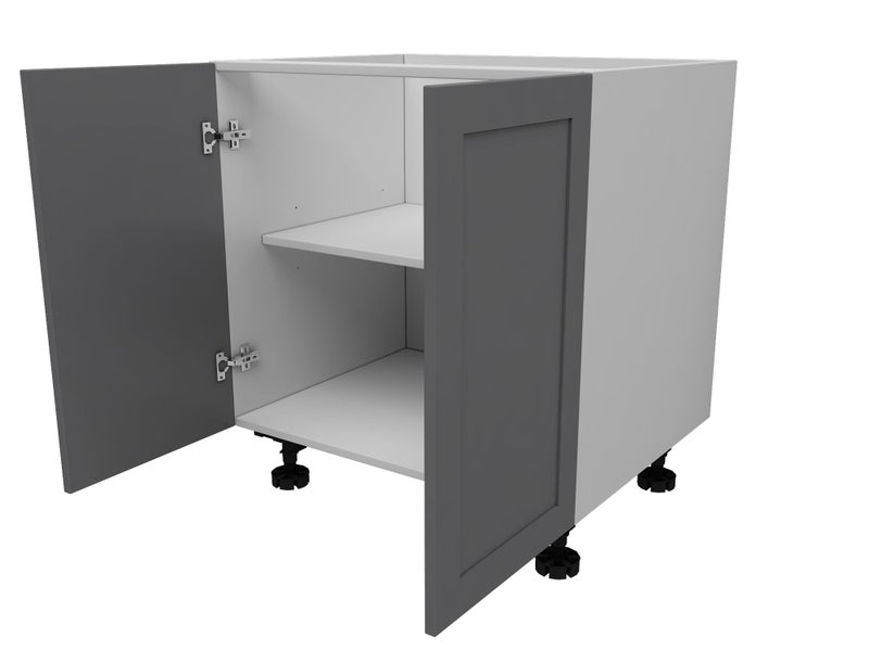 Kitchen Cabinet Flat Pack, Base Cabinet, Double Door, 600mm, SHAKER STYLE Grey Carousel 1