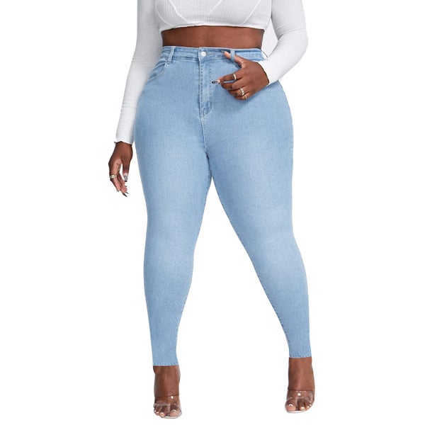 High Waist Plus Size Jeans Stretch Skinny Denim Pencil Pants Carousel 8