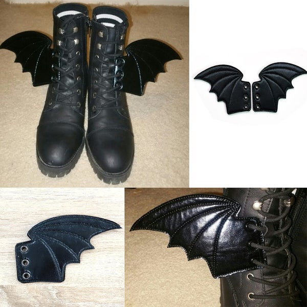 Personality PU Shoe DIY Accessories Big Bats Black Shoe Wings Carousel 2