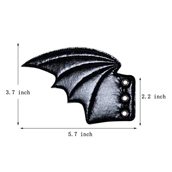 Personality PU Shoe DIY Accessories Big Bats Black Shoe Wings Carousel 7