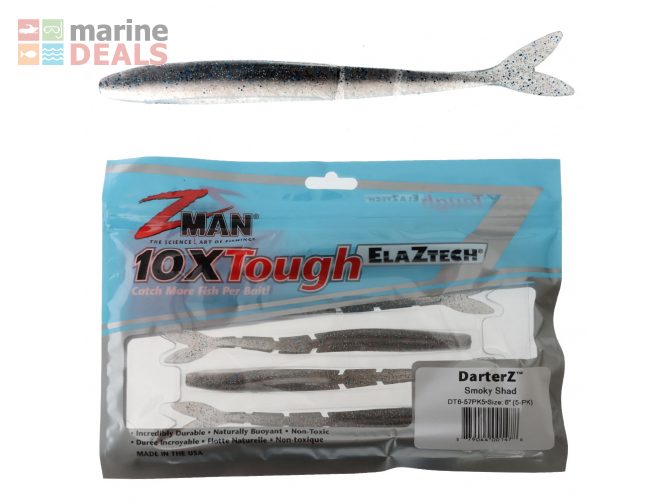 Z-Man DarterZ Soft Bait 15cm Qty 5 Smoky Shad Carousel 1
