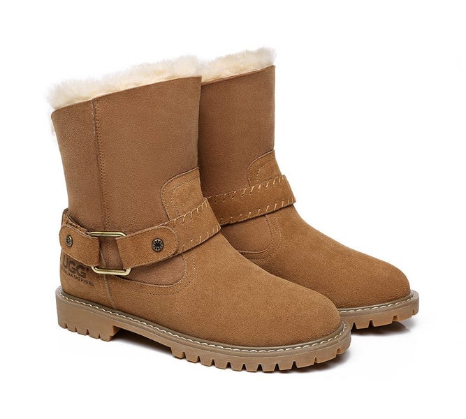AUSTRALIAN SHEPHERD(R) UGG Women Sheepskin Wool Mid Calf Fashion Boots Sarah Carousel 1