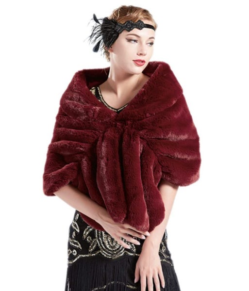 Fur Cape Jacket Shawl Wrap Shrug Womens Clothing Size 18 I0457RD0 Carousel 2
