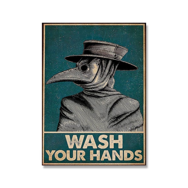 Vintage Poster Plague Doctor Wash Your Hand Sign Public Health Retro Carousel 1