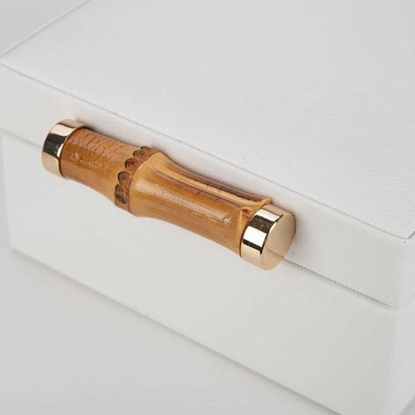 Grace Jewellery Box with Bamboo Handle Small White Carousel 2