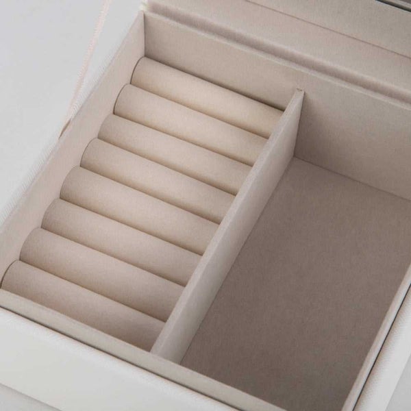 Grace Jewellery Box with Bamboo Handle Small White Carousel 3