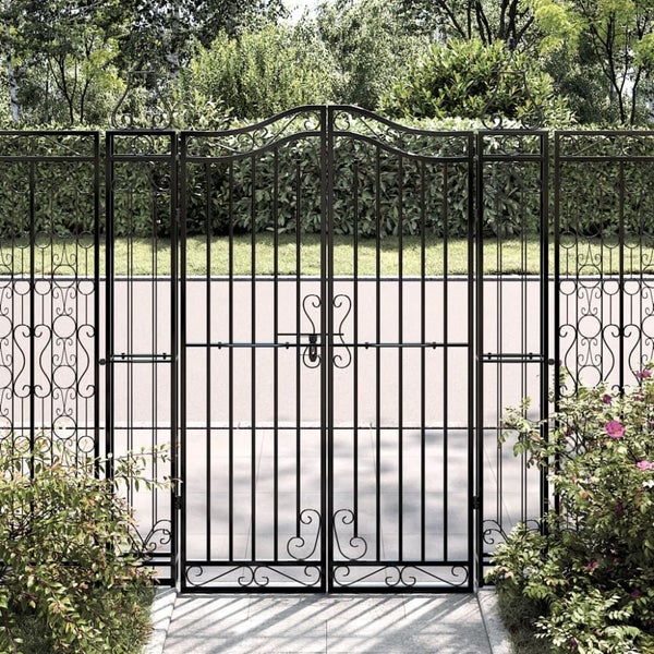 Garden Gate Black 121x8x150 Cm Wrought Iron Tltatx Carousel 1