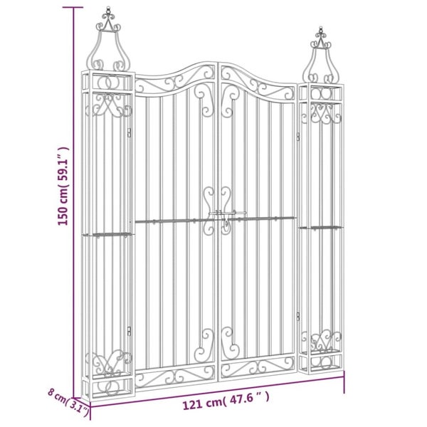 Garden Gate Black 121x8x150 Cm Wrought Iron Tltatx Carousel 2