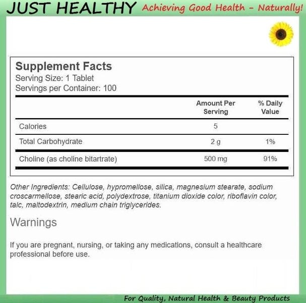 CHOLINE - NATURE'S WAY - 500 mg 100 VEGAN TABS Carousel 2