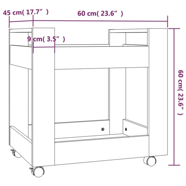 Desk Trolley Black 60x45x60 Cm Engineered Wood Nollbo Carousel 2