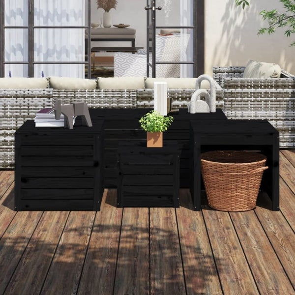 4 Piece Garden Box Set Black Solid Wood Pine Topalib Carousel 1