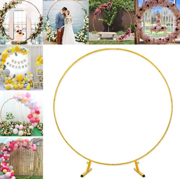 Round Backdrop Stand Metal Round Wedding Arch 6.56FT Carousel 1