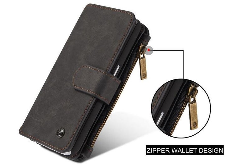 HTC 10 Case Retro leather case multi cards cash pocket & zip Carousel 2
