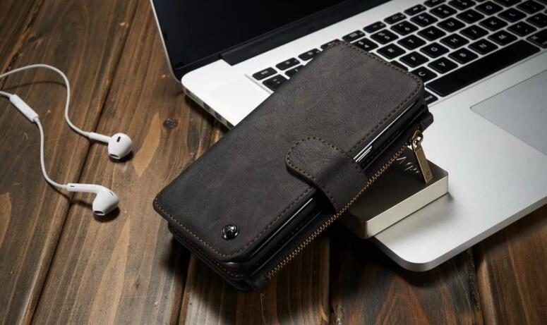 HTC 10 Case Retro leather case multi cards cash pocket & zip Carousel 6