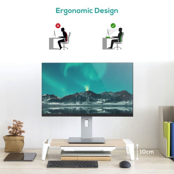 Activiva Ergolife Monitor Stand Riser with Storage Drawer Carousel 2