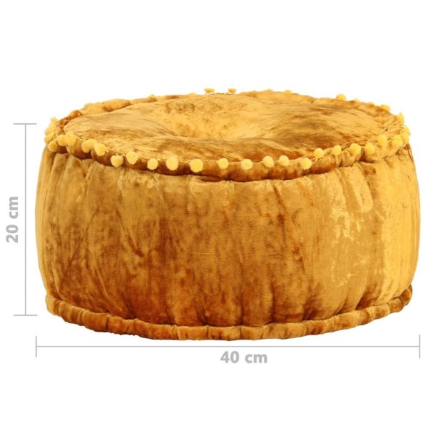 NZ LOCAL STOCK - Round Pouffe Velvet 40x20 Cm Mustard Carousel 2