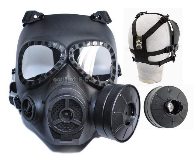 M04 Gas Mask Style Mask w/ Ventilating Fan Black Carousel 1